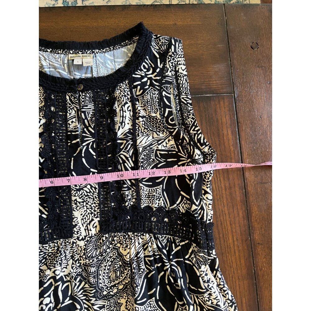 Holding Horses Suraja Black Dress Lotus Floral Crochet Lace Anthropologie sz 6 - Picture 8 of 10